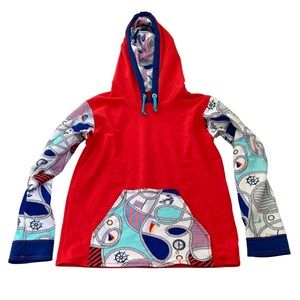 Kids Sailor/Nautical Print Long Sleeve Hooded Rash Guard